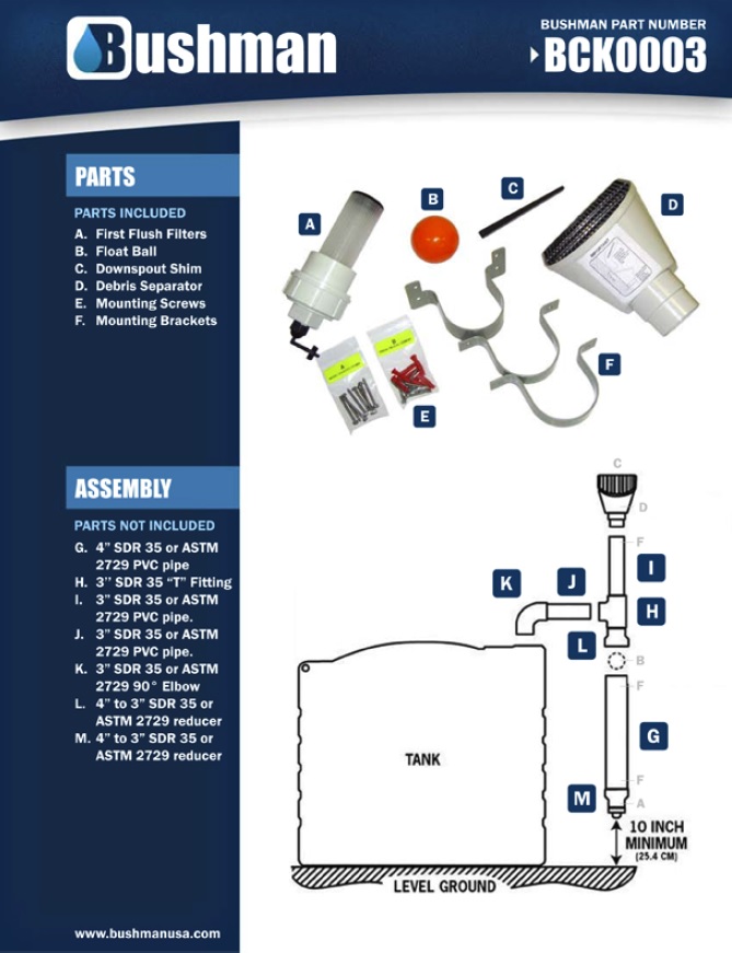 Bushman First Flush Contractor Kit