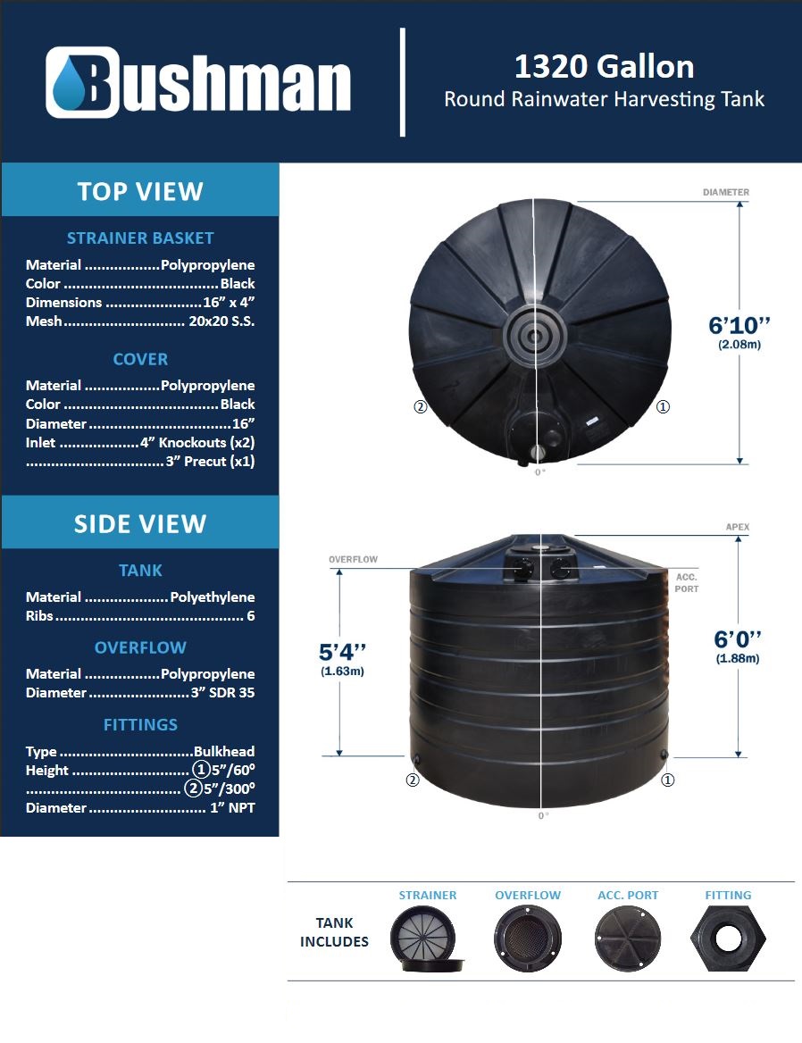 Bushman Rainwater Tank - 1320 Gallon