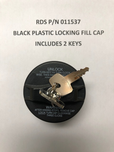 RDS 011537 Locking Black Plastic Fuel Cap Threaded Type W/2 Keys