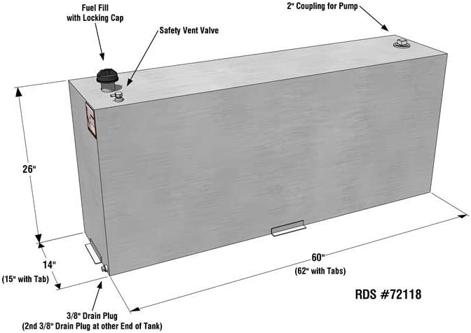 RDS Aluminum 90 Gallon Vertical Liquid Transfer Tank, RDS73200, Universal  Fitment