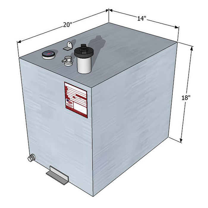 Rds 20 Gallon Rectangle Diesel Auxiliary Fuel Tank