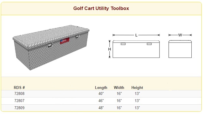 RDS Golf Cart Utility Toolbox Sizes