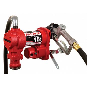 Fill-Rite FR1210H 12V Fuel Transfer Pump (Manual Nozzle, Discharge Hose, Suction Pipe) - 15 GPM 1