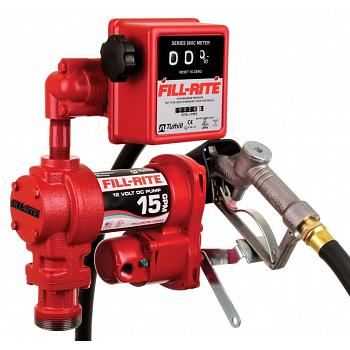 Fill-Rite FR1211HL 12V Fuel Transfer Pump (Manual Nozzle, Hose, Liter Meter, Suction Pipe) - 15 GPM 1
