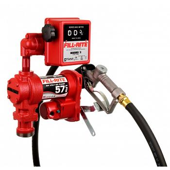 Fill-Rite FR2411HL 24V Fuel Transfer Pump (Manual Nozzle, Hose, Liter Meter, Suction Pipe) - 15 GPM 1