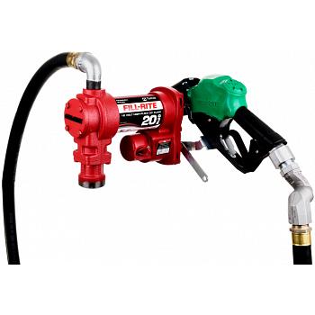 Fill-Rite FR4210HDS 12V Fuel Transfer Pump (Suction Pipe, 12\' Hose, Auto Nozzle & Swivel) - 20 GPM 1