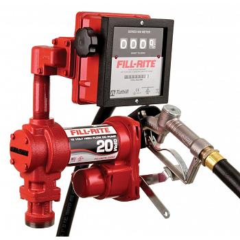 Fill-Rite FR4211H 12V Fuel Transfer Pump (Manual Nozzle, Hose, Gallon Meter, Suction Pipe) - 20 GPM 1