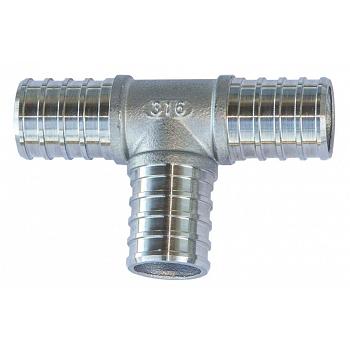 1\" Stainless Steel PEX Barb Tee 1