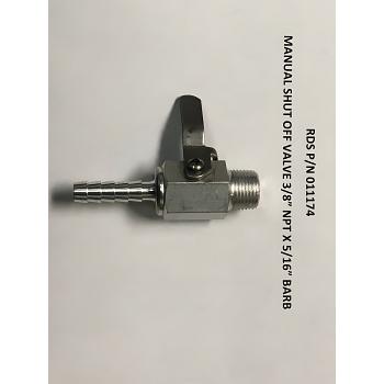 Manual Shut Off Valve - Aluminum 3/8\" NPT x 5/16\" Barb 1