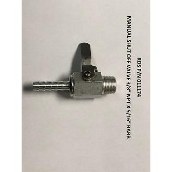 Manual Shut Off Valve - Aluminum 3/8\" NPT x 5/16\" Barb 1